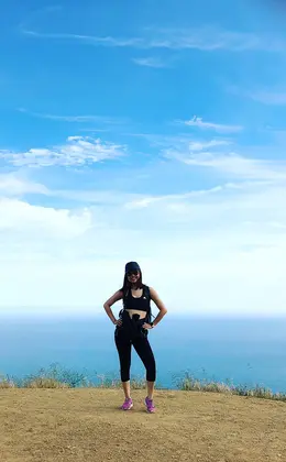 Crystal Zhang hiking in Malibu, California