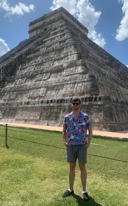 student at Chichén Itzá in Mexico