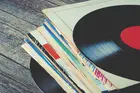vinyl record stack