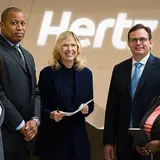 Hertz CEO Kathryn Marinello with CFO Jamere Jackson and other members of the executive team in 2017