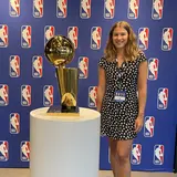 Helena with NBA trophy