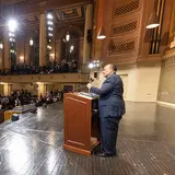 Martin Luther King III speaking at Woolsey Hall