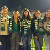 Jen Adachi and friends at a sporting event