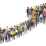 illustration of an arrow made out of people standing together