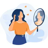 illustration of a woman looking at herself in the mirror 