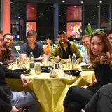 Students celebrate Friendsgiving around a table