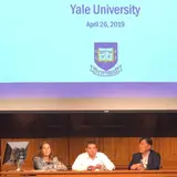 Dr. Greg Licholai, left, at the Yale Digital Medicine Symposium 