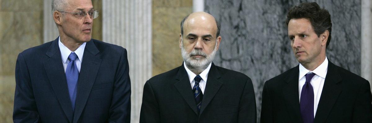 Former Federal Reserve Chairman Ben Bernanke, Former Treasury Secretary Hank Paulson Former Treasury Secretary Timothy Geithner