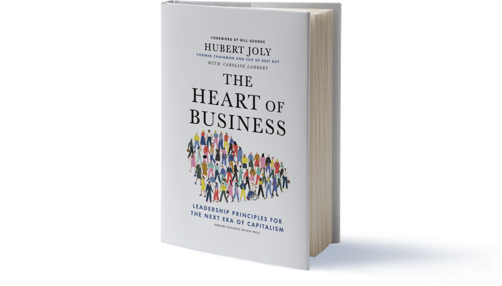 picture of book standing up with title "the heart of business"