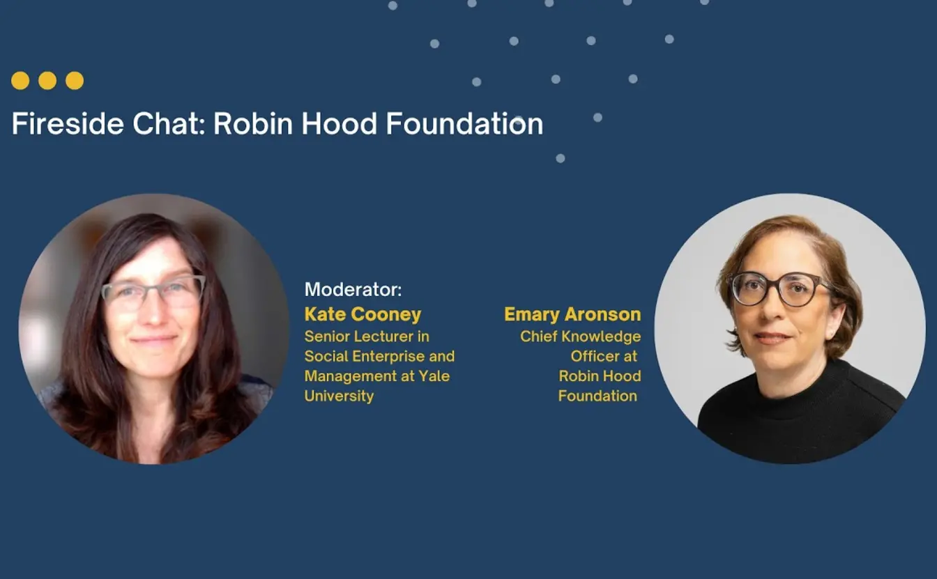 Preview image for the video "Fireside chat with Robin Hood Foundation's Emary Aronson MPPM ‘97".