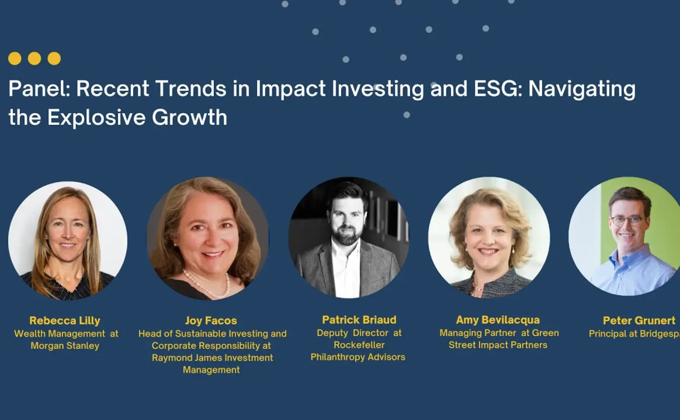 Preview image for the video "Panel: &quot;Recent Trends in Impact Investing and ESG: Navigating the Explosive Growth&quot;".