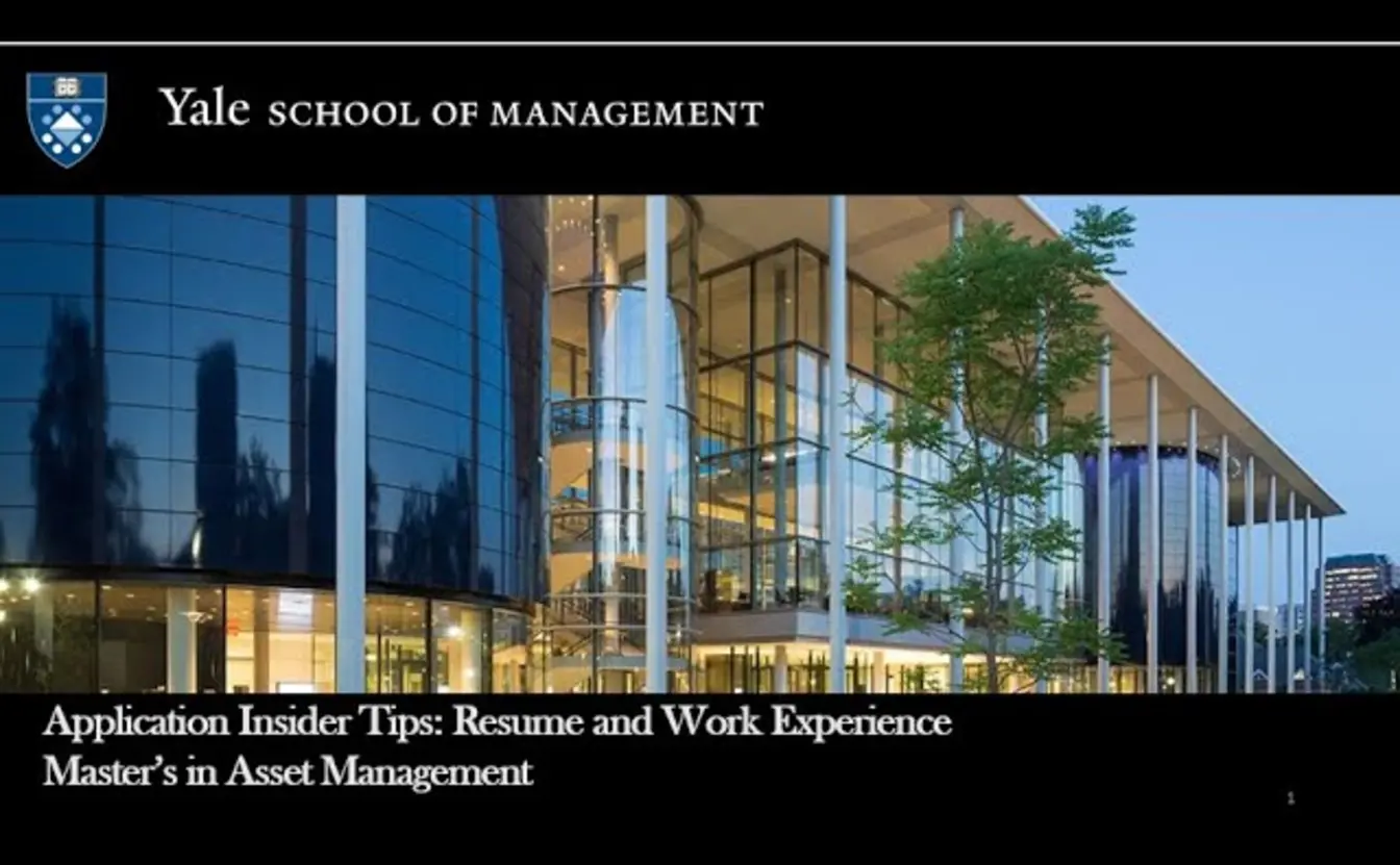 Preview image for the video "Master's in Asset Management Application Insider Tips: Resume and Work Experience".