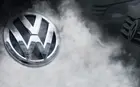 A VW logo shrouded in smoke