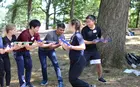 group doing a team-building exercise