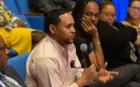 Enoc Reyes asks question at inaugural Ogilvie Colloquium