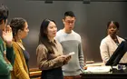 Group of students giving a presentation