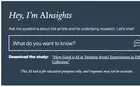 A screenshot of an AI chatbot developed for Yale Insights