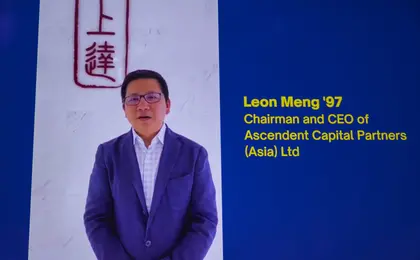 Leon Meng giving a video address