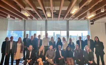 Group photo of attendees of the Yale Center for Customer Insights Board of Advisors Meeting held at BCG (Boston Consulting Group) Offices in Hudson Yards, New York, NY.