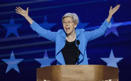 U.S. Sen. Elizabeth Warren speaks on stage during the final day of the Democratic National Convention on Aug. 22 in Chicago