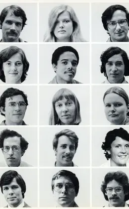 A series of black and white headshots of members of the Yale SOM Charter Class.