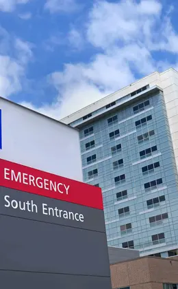 The entrance to a hospital