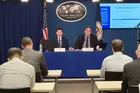 Jeffrey Sonnenfeld and Steven Tian speaking at the State Department.