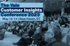 Yale customer Insights conference 2023 logo, dark and light blue font on a blue background