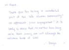 Letter of appreciation from Sonya Liu '25