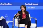 Lina Khan speaking at DealBook Summit