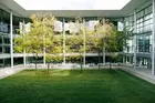 Outdoor courtyard at Evan's Hall