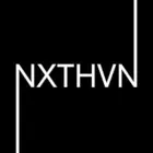Black screen with white text, reads NEXTHVN with the leftmost part of the drawn to the bottom edge of the screen and the right most part of the N reaching up to top of the screen 