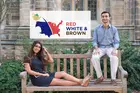 The hosts of Red, White & Brown on the Yale campus