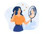 illustration of a woman looking at herself in the mirror 