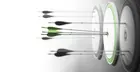 three bullseye, the middle is green with a green arrow 