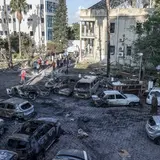 A view of the surroundings of Al-Ahli Baptist Hospital after it was hit in Gaza City