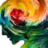 An illustration of a person with color representing emotion