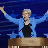 U.S. Sen. Elizabeth Warren speaks on stage during the final day of the Democratic National Convention on Aug. 22 in Chicago